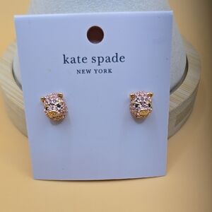 Kate Spade Pave Pink Crystal Pig Stud Earrings